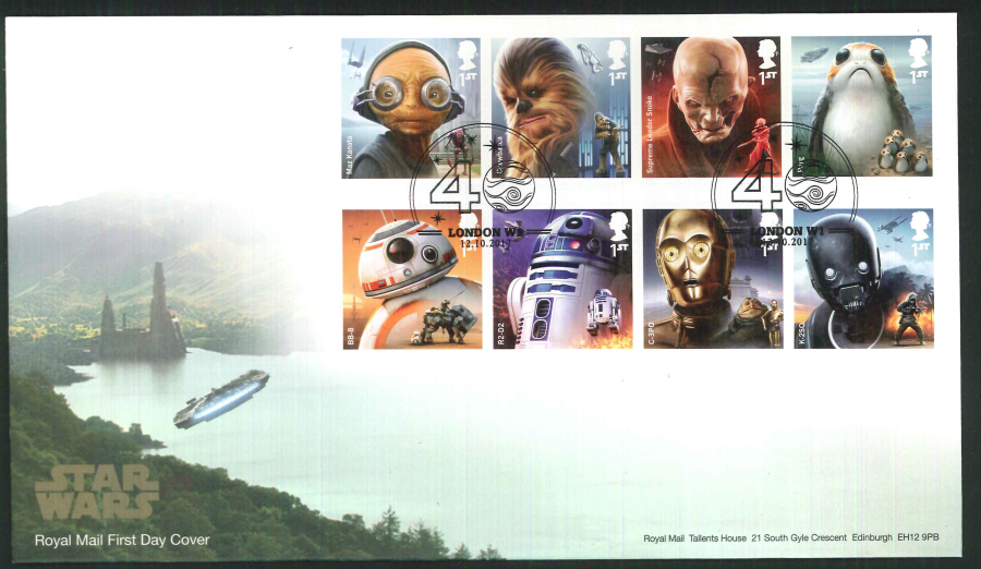 2017 - First Day Cover "Star Wars", Royal Mail, 40 London W1 Pictorial Postmark